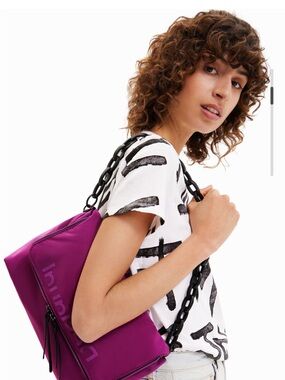 Desigual Purple Shoulder Bag with Chain Strap